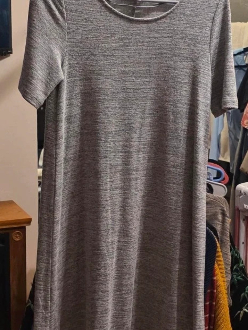GAP Heather Gray Short-Sleeve Midi Dress
